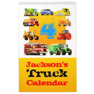 Calendrier Mural 4ème camion de construction d'anniversaire de