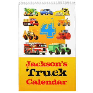 Calendrier Mural 4ème camion de construction d'anniversaire de