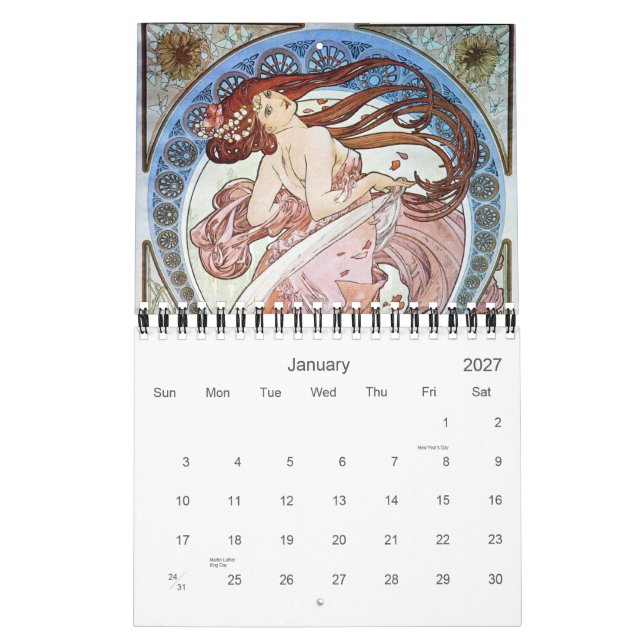 Calendrier Mural Alphonse Mucha Art (Jan 2027)