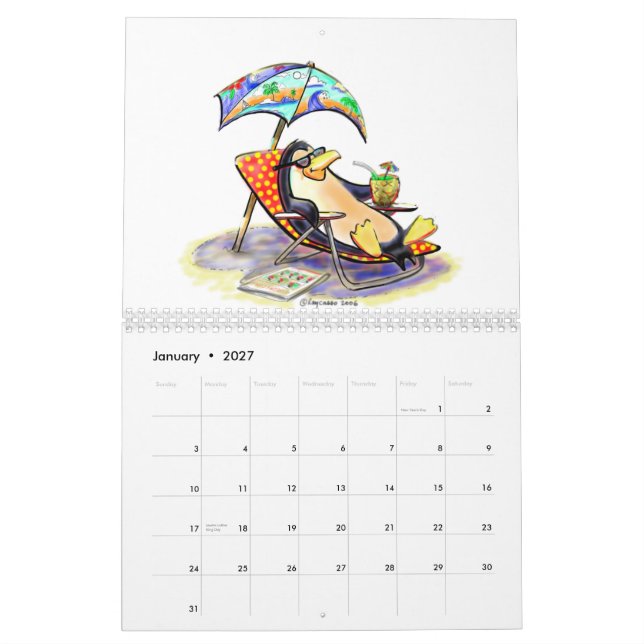 Calendrier Mural Amusement de pingouin (Jan 2027)