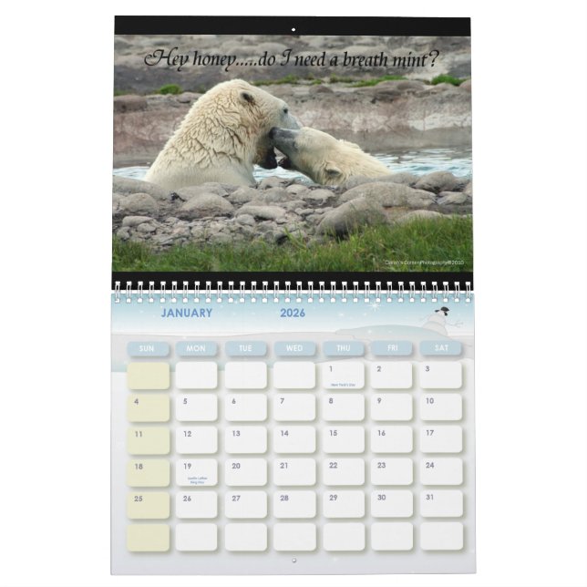 Calendrier Mural Animaux avec l'attitude (Jan 2026)