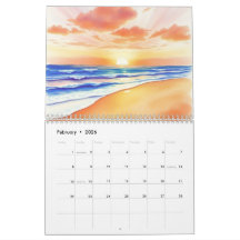 Calendrier mural aquarelle 2025