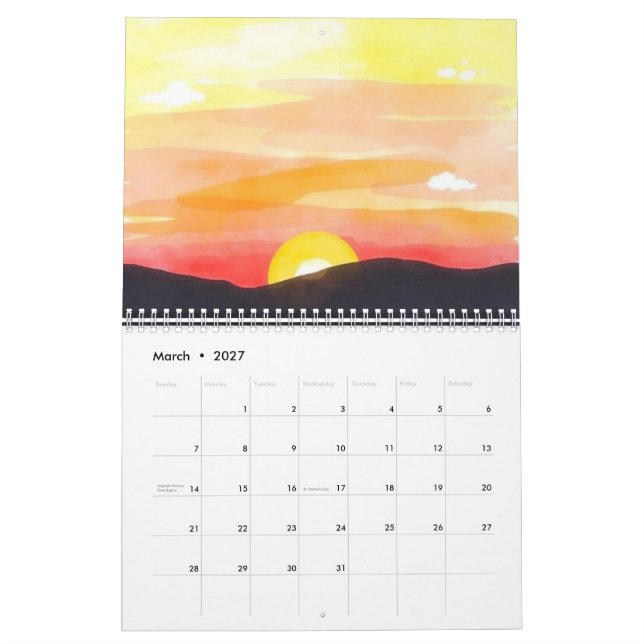 Calendrier mural aquarelle 2025 (Mar 2027)