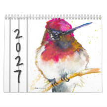 Calendrier mural Aquarelle Oiseaux 2027