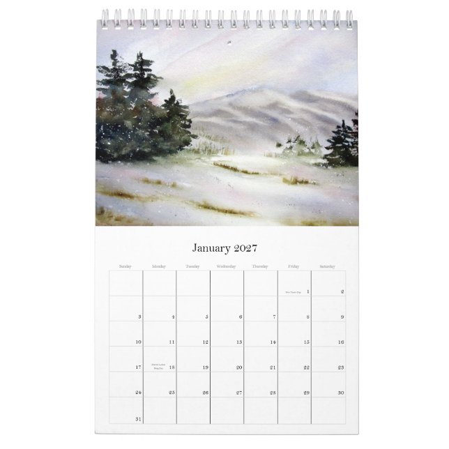 Calendrier Mural Aquarelles par Lin Frye 2012 (Jan 2027)