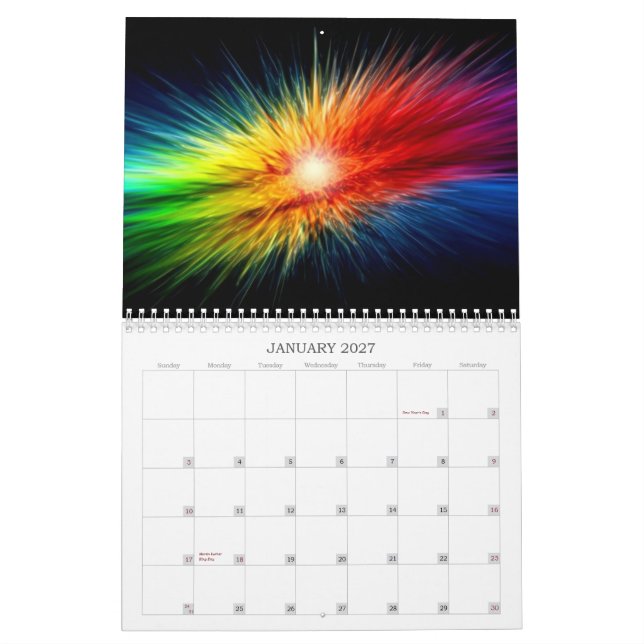 Calendrier Mural Arrière - plan d'arc-en-ciel de l'espace (Jan 2027)