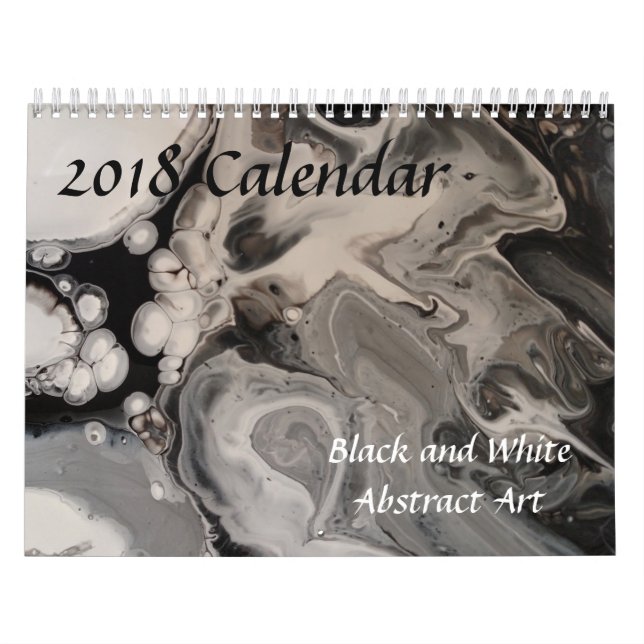 Calendrier Mural Art abstrait fluide noir et blanc (Protection)