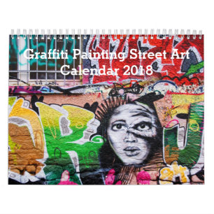Calendrier Mural Art coloré 2018 de rue de peinture de graffiti