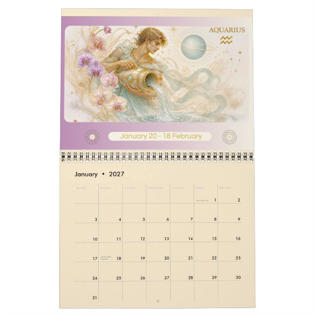 Calendrier mural Art Nouveau Zodiaque 2027  (Jan 2027)