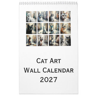 Calendrier mural artistique de chats 2027