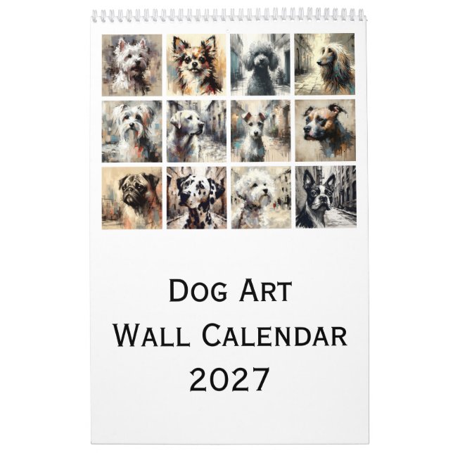 Calendrier mural artistique de chiens 2027, Portra (Protection)