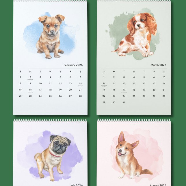 Calendrier mural artistique de chiens peints à la  (Créateur téléchargé)