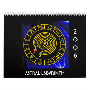 Calendrier Mural ASTRAL LABYRINTH GOLD ZODIAC CHART Astrologie