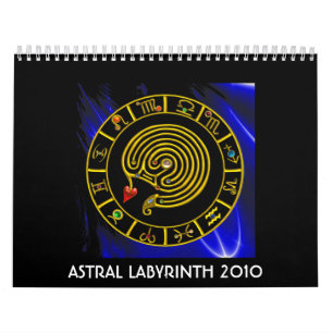Calendrier Mural ASTRAL LABYRINTH GOLD ZODIAC CHART Astrologie
