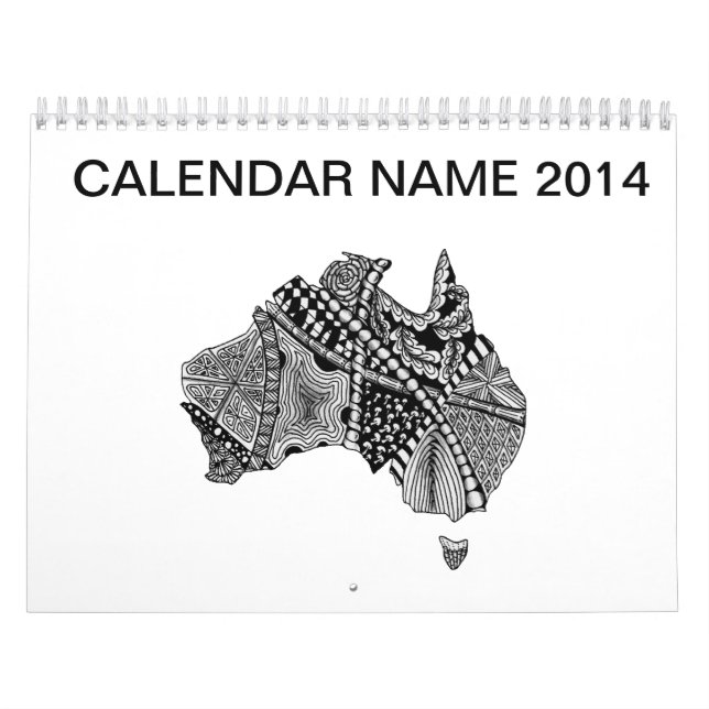 Calendrier Mural Australie Carte Doodle (Protection)