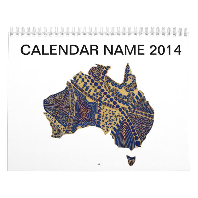 Calendrier Mural Australie Doodle Tan rouge bleu (Protection)