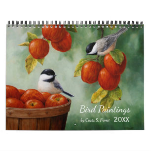Calendrier Mural Belles peintures d'oiseaux