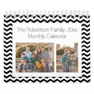 Calendrier Mural Black White Chevron Custom Photo Collage 24-Image