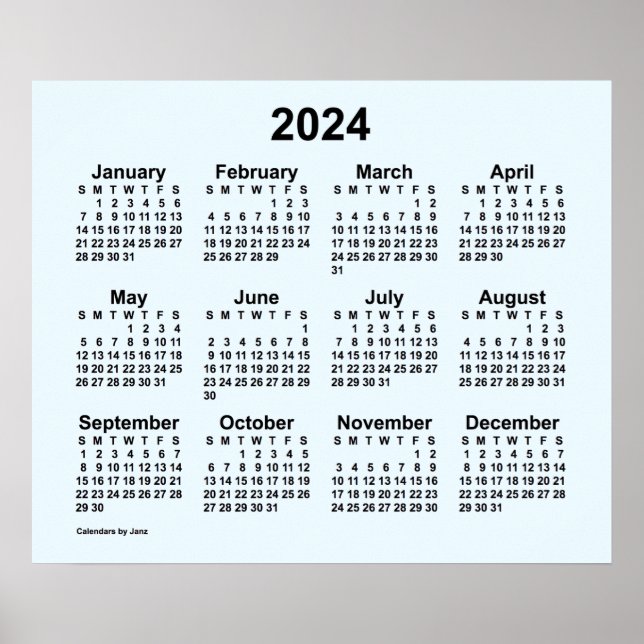 Calendrier mural bleu Alice 2024 par Janz Poster (Devant)