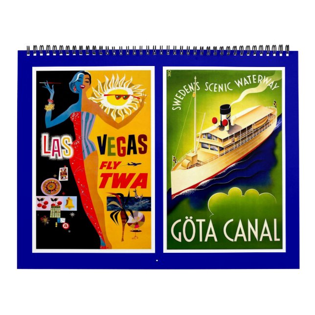 Calendrier Mural Calendar Vintage Travel Posters 2 (Protection)