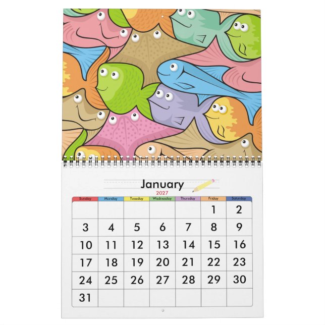 Calendrier Mural Caricature sur les poissons (Jan 2027)
