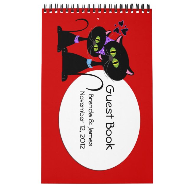 Calendrier Mural Cartoon Cats Mariage Guest Book (Protection)