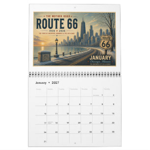 Calendrier mural centenaire Route 66 Americana