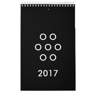 Calendrier Mural Cercles de minimalisme amusant noir et blanc