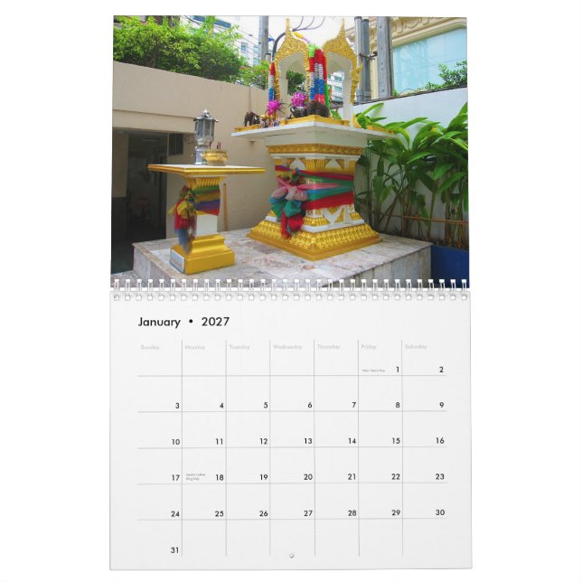 Calendrier Mural Chambres d'esprit de la Thaïlande (Jan 2027)