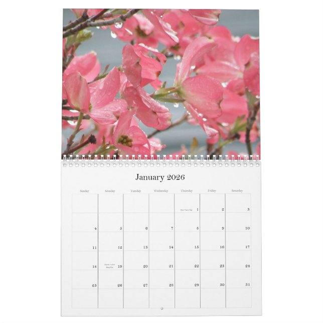 Calendrier Mural chaque jour est une nouvelle fleur (Jan 2026)