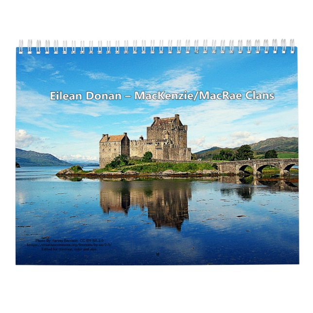 Calendrier Mural Châteaux De 13 Clans Écossais Des Highlands (Dos)