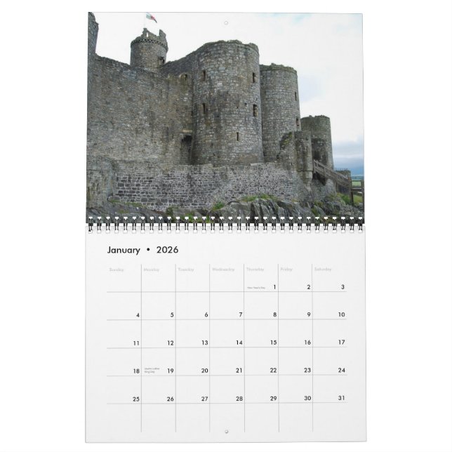 Calendrier Mural Châteaux d'Irlande & Pays de Galles (Jan 2026)