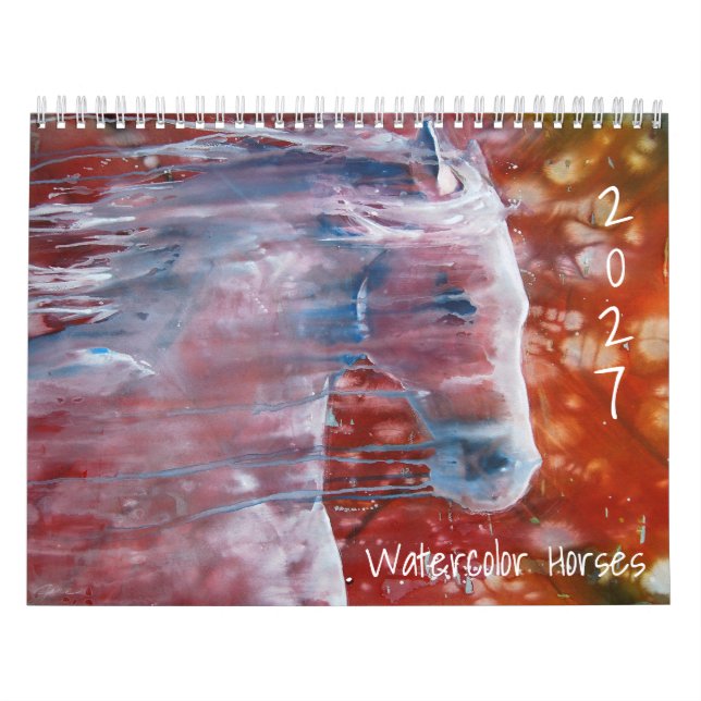Calendrier mural chevaux aquarelle 2027 (Protection)