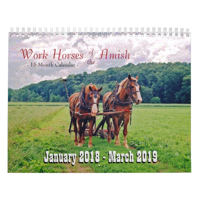 Calendrier Mural Chevaux de travail de l'Amish (Protection)
