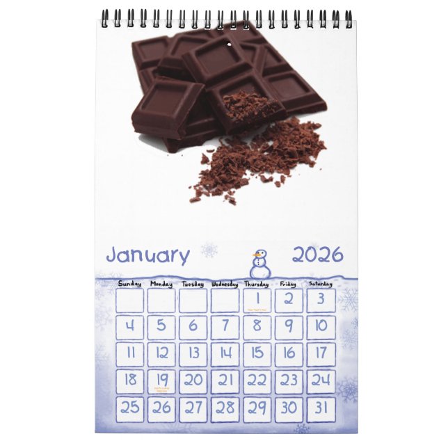 Calendrier Mural Chocolat, Chocolat (Jan 2026)