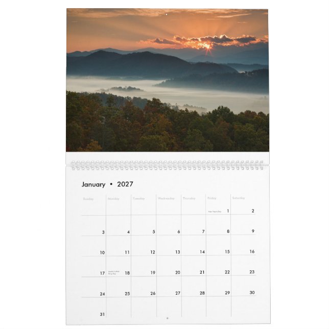 Calendrier Mural Chute dans les montagnes fumeuses (Jan 2027)