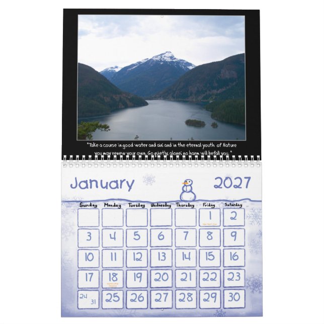 Calendrier Mural Citations préférées de John Muir (Jan 2027)