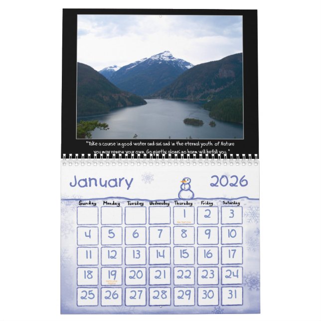 Calendrier Mural Citations préférées de John Muir (Jan 2026)