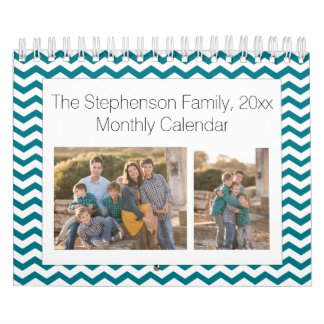 Calendrier Mural Collage photo personnalisé Chevron turquoise 24 im