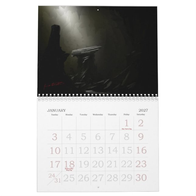 Calendrier Mural Concept de Jamie Baxter (Jan 2027)