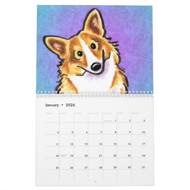 Calendrier Mural Corgis Off-Leash Art™ Vol 1 (Jan 2026)