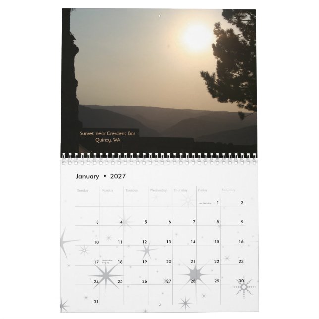 Calendrier Mural Coucher du soleil de lever de soleil (Jan 2027)