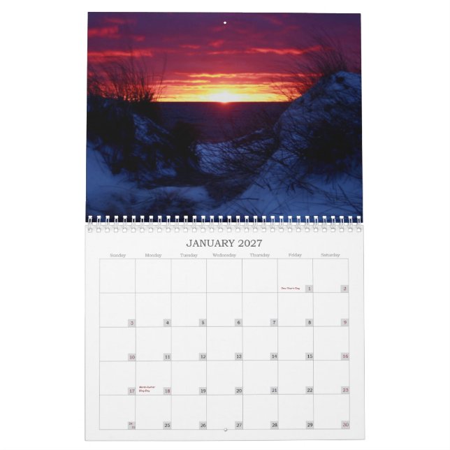 Calendrier Mural Couchers du soleil et tels (Jan 2027)