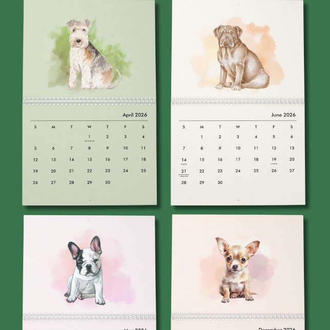 Calendrier mural d'art de chiens peints à la main  (Créateur téléchargé)