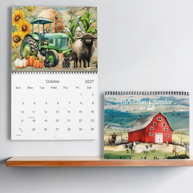 Calendrier mural de 12 mois pour enfants Farm Fun  (Créateur téléchargé)