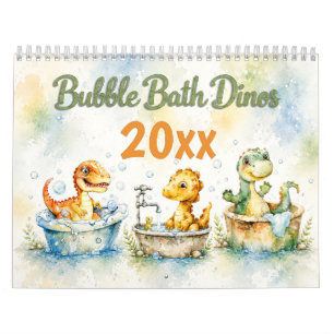 Calendrier mural de dinosaures bébés à l'aquarelle