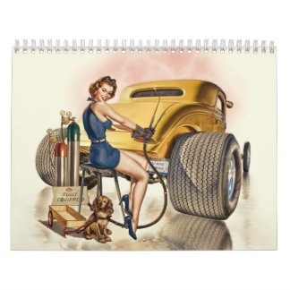 Calendrier mural de hot rod et rétros pin-up