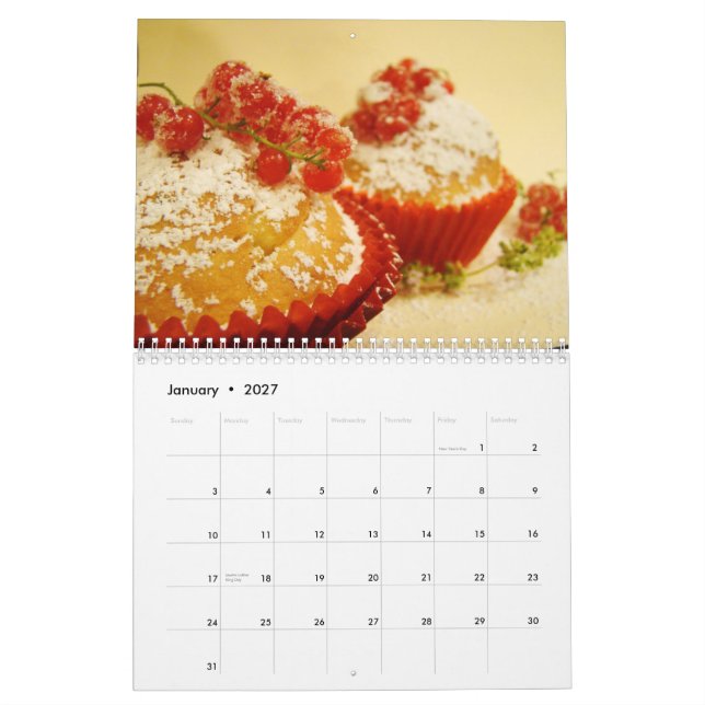 Calendrier mural de petits gâteaux (Jan 2027)