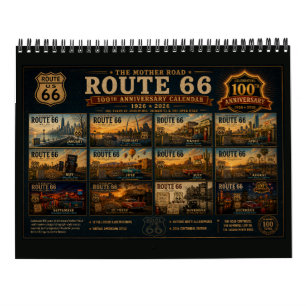 Calendrier mural de voyage américain vintage Route