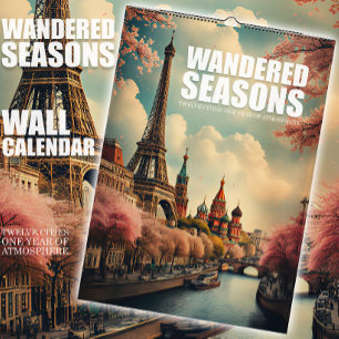 Calendrier mural de voyage avec 12 villes et saiso